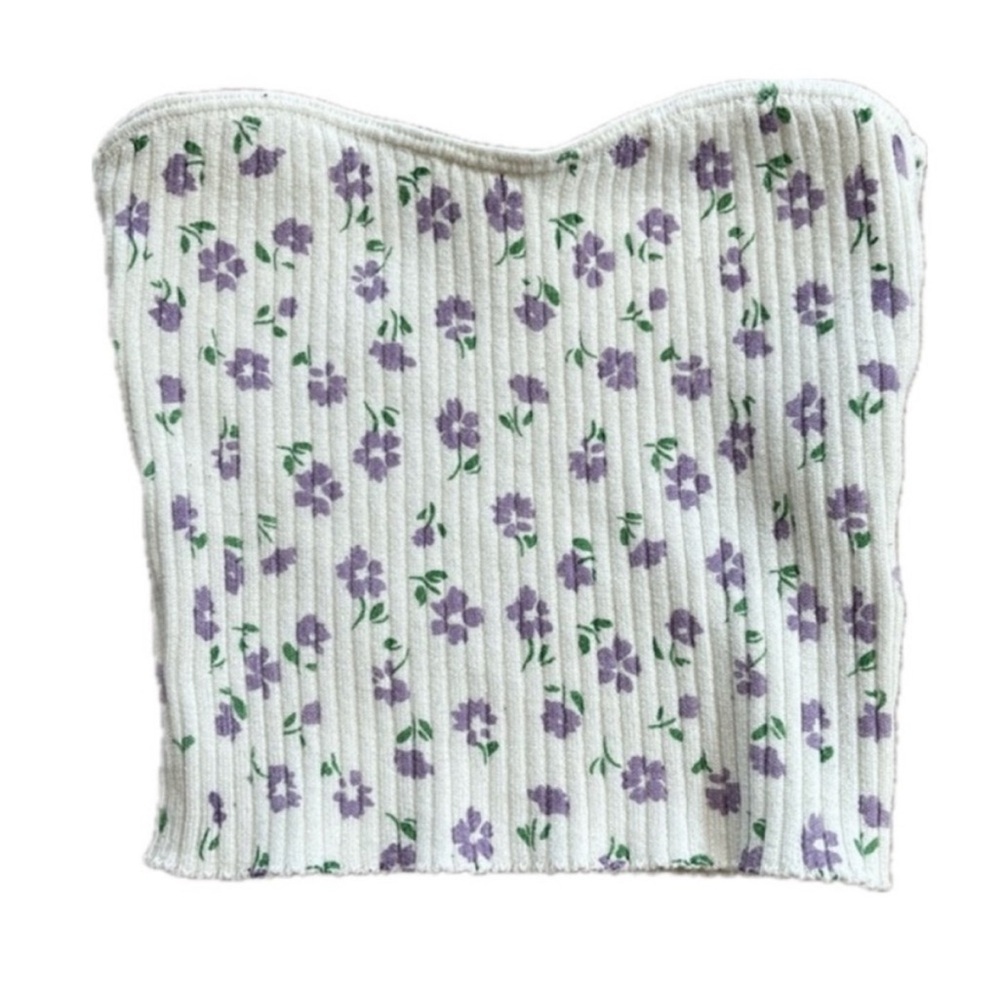Floral Strapless Cropped Top Size Small